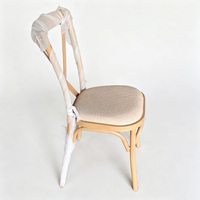 Chaise à dossier croisé en métal imitation bois avec coussin pour mariage, événement, hôtel, restaurant, banquet, salle à manger