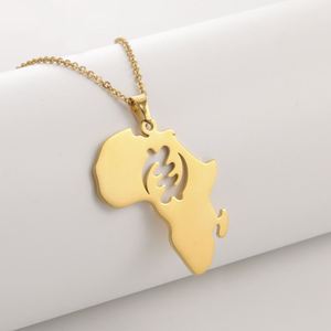 <span class=keywords><strong>Collana</strong></span> con Contorno della Mappa dell'Africa Myshape, Ciondolo con Animali Tribali Elefante e <span class=keywords><strong>Leone</strong></span>, Gioielli Africani in Acciaio Inossidabile, Regalo di Capodanno - Product Image 6