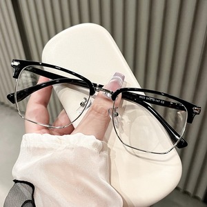 Semi-Rimless Rectangle <b>Eyeglasses</b> <b>Frames</b> 8023 Anti Blue Light Men Lightweight Half <b>Frame</b> TR90 Glasses - Product Image 1