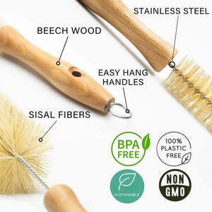 Nettoyeur de fils <span class=keywords><strong>en</strong></span> acier inoxydable écologique, brosse à bouteille <span class=keywords><strong>en</strong></span> <span class=keywords><strong>verre</strong></span> de 36 cm de long, éponge flexible pliable, pointe <span class=keywords><strong>en</strong></span> coton, fibre de sisal naturelle - Product Image 5