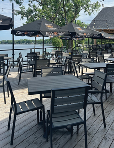 Sedia da Pranzo per Esterni in Alluminio e Legno Plastico per Ristoranti, Giardini, Parchi e Cucine - Product Image 6