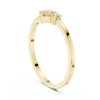 Bague en or jaune pour femme avec diamant taille brillant rond, bijou de fiançailles classique, design trois pierres