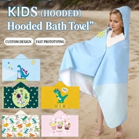 Serviette de plage à capuche en microfibre suédée imprimée avec un motif de dessin animé personnalisé, séchage rapide pour enfant, été