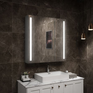 Smart LED Modern Aluminum Frame Bathroom Mirror Fogless CCT Dimming <b>Wall</b>-<b>Mounted</b> Medicine <b>Cabinet</b> 50lb Capacity Mirror Included - Product Image 2