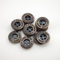 Boutons en alliage métallique bronze antique personnalisés avec logo, 4 trous, accessoires de couture pour vêtements