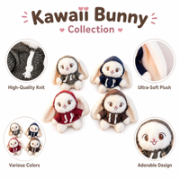 Gantungan Kunci Hoodie Kelinci Bulu Lembut - Boneka Kelinci Lucu