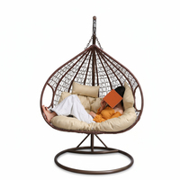 Usine personnalisée moderne rotin suspendu oeuf chaise balançoire coussin imperméable capacité 2 personnes cour extérieure hôpital Villa