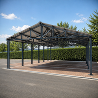 Abri de voiture à 6 places avec toit en pente, structure en acier galvanisé, abri de garage, auvent de stationnement pour villa et école
