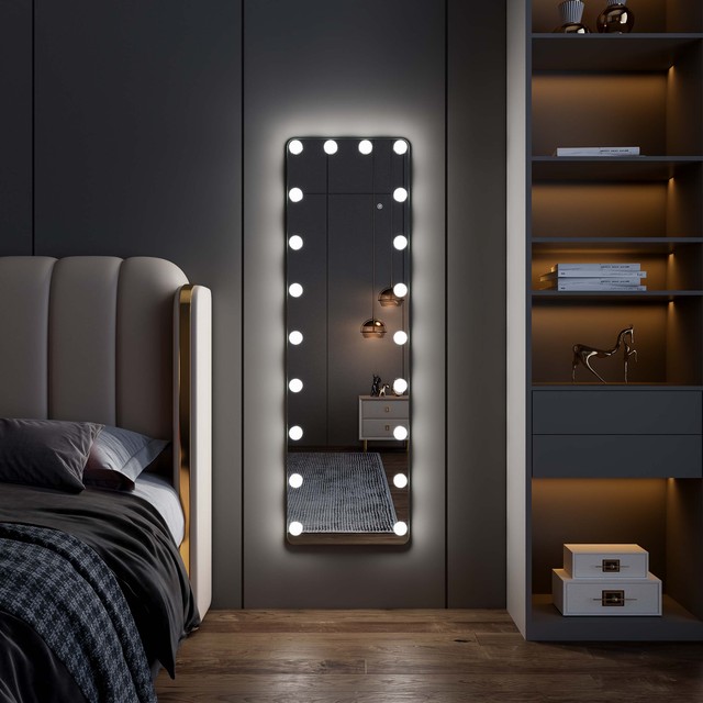 Smart Touch Screen Large Modern Hair Salon Custom Bulb Floor Body Dressing Full Length Mirror With Light Led Mirror
