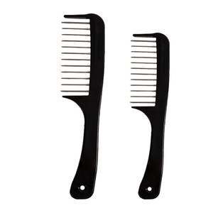 Professional Hair Styling <b>Comb</b> Steel Teeth Large Size Salon Use Black Plastic Fork <b>Comb</b> - Product Image 1