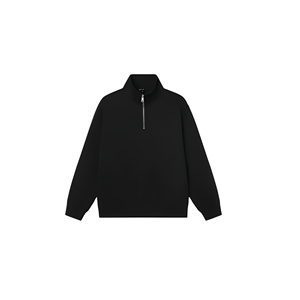 Sudadera de algodón tipo french terry con media cremallera y ribetes de punto acanalado para marcas de ropa urbana. - Product Image 1