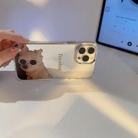 Argent caméra jante mignon chien Girly couverture arrière clair personnaliser impression maquillage miroir coque de téléphone pour iPhone 16 Pro Max 15 14 13 Pro