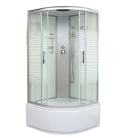 Cabine de douche moderne en aluminium 90x90 cm, design incurvé, deux-en-un, entièrement assemblée, avec porte coulissante, nouvelle collection