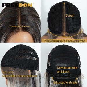 Perruques synthétiques à dentelle frontale FREEDOM pour femmes, modèle L-STRAIGHT, 38 pouces de long, lisses, pour cosplay brun, blond, rose, rouge, blanc - Product Image 6
