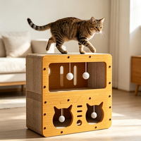 Griffoir d'intérieur moderne de luxe pour chat en carton ondulé, mignon, hauteur 51 cm, 2 niveaux, montage facile, emballage carton