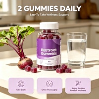 OEM Gummies Naturels de Betterave Soutient Énergie Circulation Santé Cardiaque Vegan 60 Gommes Complément Alimentaire