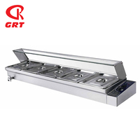 Bain chaud commercial GRT-RTC5H Marie d'affichage de réchauffeur d'aliments de table de 5 casseroles avec le couvercle en verre