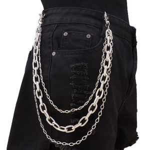 Chaîne de pantalon multicouche en argent tibétain, accessoire de danse hip-hop et streetwear, chaîne de taille unisexe pour usage quotidien - Product Image 1