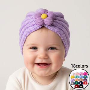 Gorro de Punto Estilo Europeo Americano para Recién Nacidos, Diseño de Flores Pequeñas y Lindas, Gorro Cálido para Otoño e Invierno para Bebés - Product Image 6