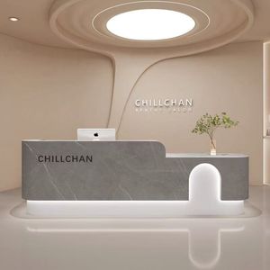 2025 Best Selling Custom Reception Desk Beauty Salon Counter Small Reception <b>Table</b> <b>Nail</b> Salon Circular Reception Desk - Product Image 2