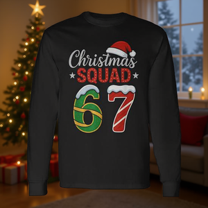 Camiseta de manga larga Christmas Squad 67, sudadera con cuello redondo y diseño navideño - Product Image 3