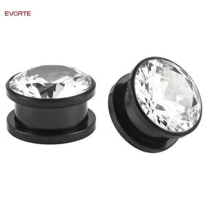 Evorte <span class=keywords><strong>Fashion</strong></span> - Joyería Corporal de Acero Inoxidable 316L con Circonita Cúbica, Expansores de Oreja, Túneles, Piercings, Ensanchadores de Oreja con Circonita Cúbica - Product Image 4