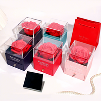 Haute qualité Transparent acrylique savon Rose fleur boîte à bijoux pour noël mariage cadeau fleur collier anneau boîte d'emballage
