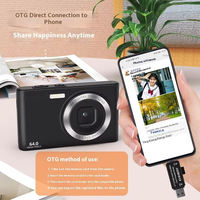 Kamera Digital Kompak 64MP untuk Pelajar, Video 4K, Zoom 18X, Lensa Ganda dengan Lampu LED, Layar HD 2.8 inci, 8+ Filter untuk Perjalanan