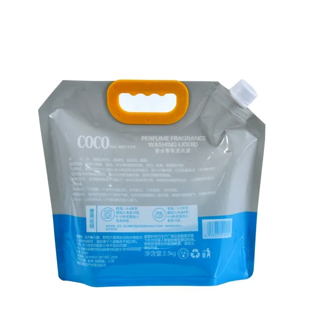 Wholesale Custom logo Hand Liquid Detergent Shampoo Water Packaging Bag For Soap Refillable Plastic Spout Pouch