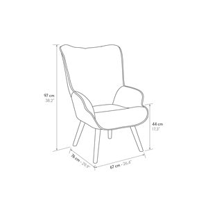 Fauteuil Mila avec repose-pieds, tissu multicolore, pieds en bois, fauteuil inclinable d'intérieur - Product Image 6