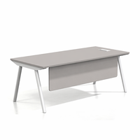Ensemble de bureau exécutif moderne en forme de I avec rangement, table et chaise de bureau en bois écologique, design panneau, réglable