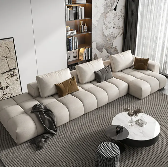 Sofá de tecido moderno com tecnologia de luxo, decoração para sala de estar, sofá de couro italiano, criativo