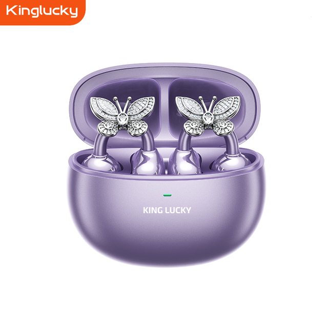 Kinglucky I121 Wireless for Bluetooth 5.4 Earbuds Open Ear Clip-on LED Battery JL Noise Cancelling Sports Fashion Headphones