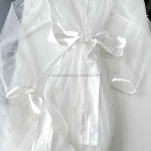 Abito da donna romantico e <span class=keywords><strong>Sexy</strong></span> personalizzato in Tulle lungo maglia di pizzo con perle per la festa nuziale sposa damigella d'onore del mattino Gowm - Product Image 4