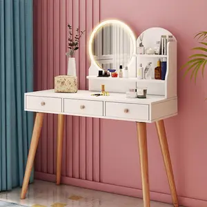 QUAWE Table de toilette de luxe armoire de rangement Design Simple pour filles coiffeuse avec miroir