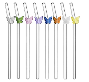 Pajita de <span class=keywords><strong>mariposa</strong></span> bonita, tubo de vidrio reutilizable para lavavajillas, pajitas duraderas de seguridad para batidos, cóctel, jugo, bebidas para batidos - Product Image 6