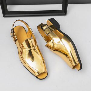 Sandalias de Hombre Talla Grande, Nuevas Sandalias de Verano Transpirables de Cuero, Sandalias Brillantes de Moda Británica, Zapatos de Playa - Product Image 6