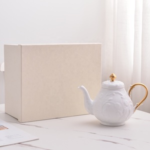 European Luxury White Plant Pattern Relief Eco-friendly Bone China Tea <b>Set</b> for Coffee Shops and Hotels - Product Image 1