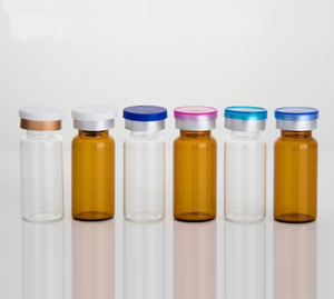 Botellas de Vidrio Transparente Ámbar de Dos Tonos para Almacenamiento, Tapas Metálicas de Colores Surtidos, Diseños Lineales y en Grupo Sin Impresión - Product Image 5