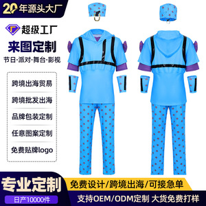 Costume de cosplay Johnny de JoJo's Bizarre Adventure pour hommes, tenue de jeu de rôle anime, motif étoiles bleues, fibre de polyester - Product Image 3