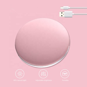 Custom logo Box Portable Mini Round Lady <strong>LED</strong> <strong>Makeup</strong> <strong>Mirror</strong> with USB - Product Image 5