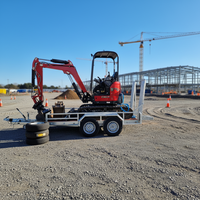 Remorque ouverte en acier pour mini-excavatrice de 2 tonnes avec élévateur hydraulique et conformité aux normes américaines/australiennes