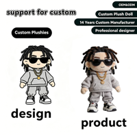 Muñeco de Peluche Personalizado de Cantante de Hip Hop Estilo Urbano, Juguete de Peluche de Rapero con Rastas, Suministro Directo de Fábrica