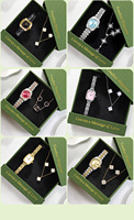 Ensemble de montres et bijoux de luxe pour femmes, montre ovale à quartz tendance, bracelet en acier inoxydable étanche, collier, boucles d'oreilles, boîte cadeau