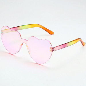 Lunettes de soleil en forme de cœur sans monture, monobloc, mignonnes, pour femmes, vente en gros - Product Image 1