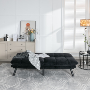 Convertible Folding <b>Sofa</b> <b>Bed</b> 2-Seater Modern Upholstered Sleeper Adjustable Armrests Backrest Space-Saving Twin Apartment - Product Image 4