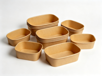 Bol en papier kraft carré vintage écologique Eco Earth avec couvercle, micro-ondable, jetable, pour camping, à emporter, pour salade