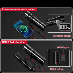 Linterna Táctica LED Recargable y Portátil de Alta Potencia, Impermeable y con Zoom para Emergencias al Aire Libre de Largo Alcance - Product Image 4