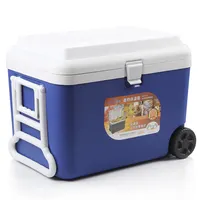 Gint 50l caixa de refrigerador de gelo, para acampamento ao ar livre, caixa refrigeradora portátil com rodas e caixa fria