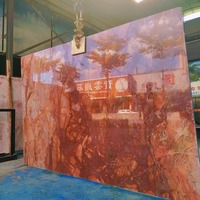 Dalles de marbre dolomite rouge moderne de luxe pour salle de bain, plan de travail d'évier de cuisine, panneau mural pour hôtel, escalier, salon